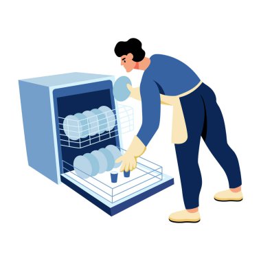 Bulaşık makinesinin düz bir çizimi