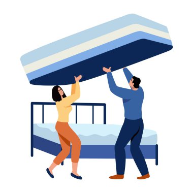 Yatağı çeviren kişiyi gösteren düz bir çizim