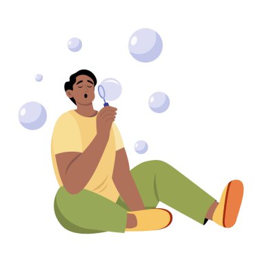 Bir karakter kabarcığını betimleyen düz stil illüstrasyon