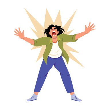 Bir kişinin bağırmasını gösteren düz bir çizim