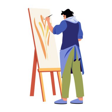 Çizim yapan bir karakteri gösteren düz çizimler