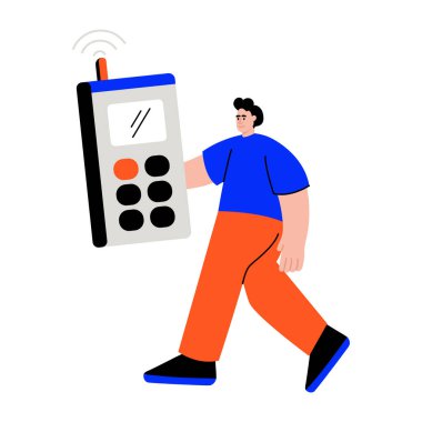 Bir kişinin kurcaladığını gösteren düz bir çizim