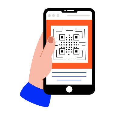 qr kodunu tarayan kişiyi gösteren düz bir resim