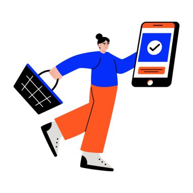 Çevrimiçi işlem yapan kişiyi gösteren düz bir resim