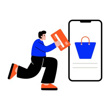 Çevrimiçi ödeme yapan kişiyi gösteren düz bir resim