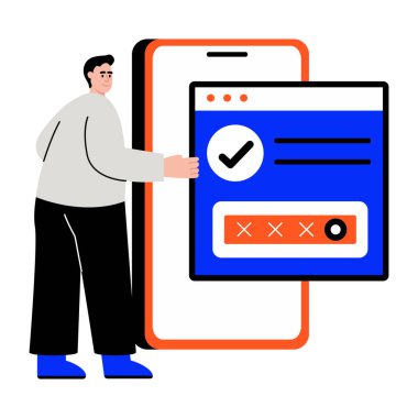 Cihazda dolandırıcılığı gösteren düz bir çizim