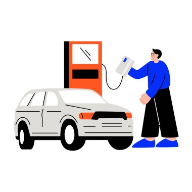 Bir kişinin kart kullandığını gösteren düz bir çizim