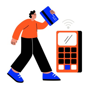 NFC ödemesi yapan kişiyi gösteren düz bir resim