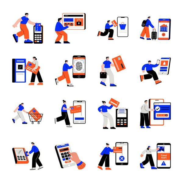 farklı giysiler içinde ve düz bir şekilde çalışan işçiler.