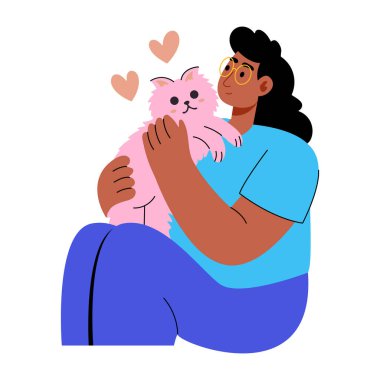 Evcil hayvan severleri gösteren düz bir çizim.