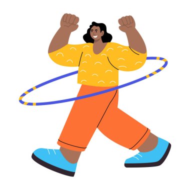 Hula hop seven birini gösteren düz bir çizim.