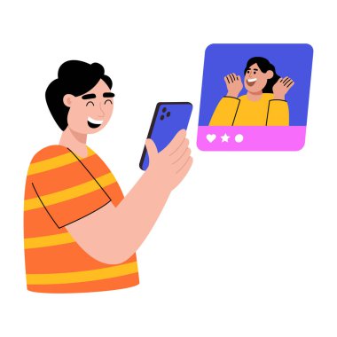 Bir kişinin komik videolar izlediği düz bir resim