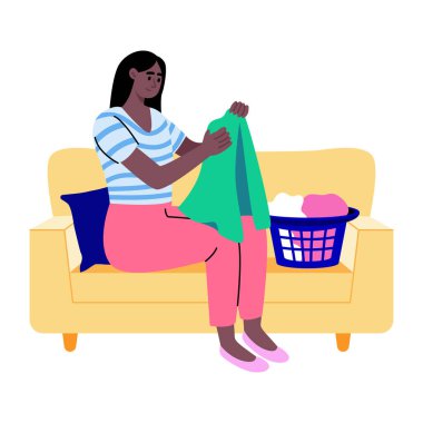 Kullanıcı katlama giysilerini gösteren düz bir resim