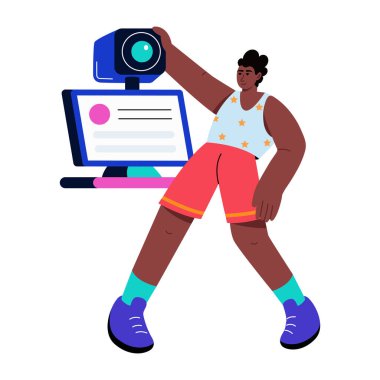 Bir aygıtı test eden kişiyi gösteren düz bir resim