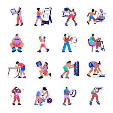 Bir aygıtı test eden kişiyi gösteren düz bir resim