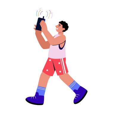 Bir aygıtı test eden kişiyi gösteren düz bir resim