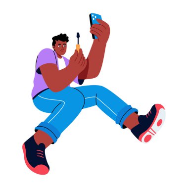 Bir aygıtı test eden kişiyi gösteren düz bir resim