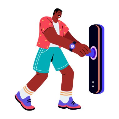 Bir aygıtı test eden kişiyi gösteren düz bir resim