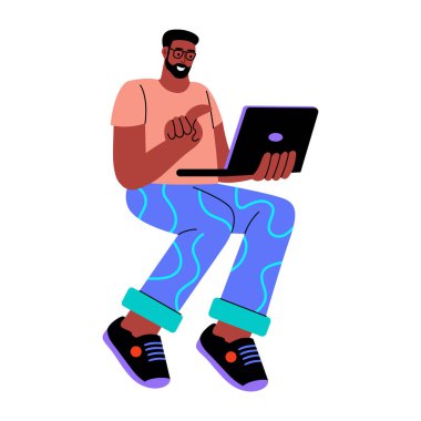 Bir aygıtı test eden kişiyi gösteren düz bir resim