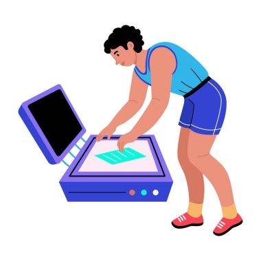 Bir aygıtı test eden kişiyi gösteren düz bir resim