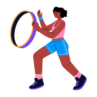 Bir aygıtı test eden kişiyi gösteren düz bir resim