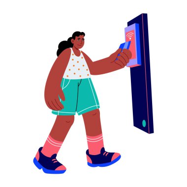 Bir aygıtı test eden kişiyi gösteren düz bir resim