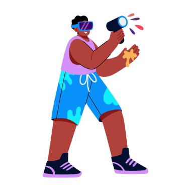 Bir aygıtı test eden kişiyi gösteren düz bir resim