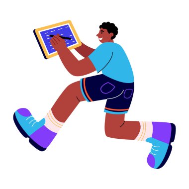 Bir aygıtı test eden kişiyi gösteren düz bir resim