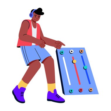 Bir aygıtı test eden kişiyi gösteren düz bir resim