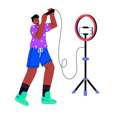 Bir aygıtı test eden kişiyi gösteren düz bir resim