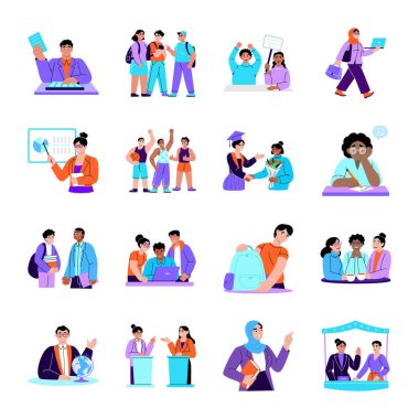 İnsanlar ve sosyal medya vektörü ayarlandı. Düz dizayn biçimi beyaz arkaplanda izole edildi. vektör illüstrasyonu