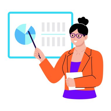 Öğretmenlerin ders verdiğini gösteren düz bir çizim