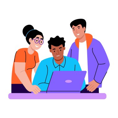 Grup projesini gösteren düz bir çizim