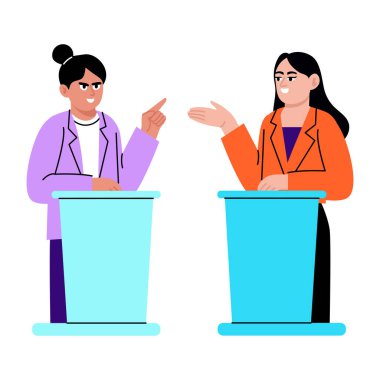 Öğrencilerin tartışmalarını gösteren düz bir resim