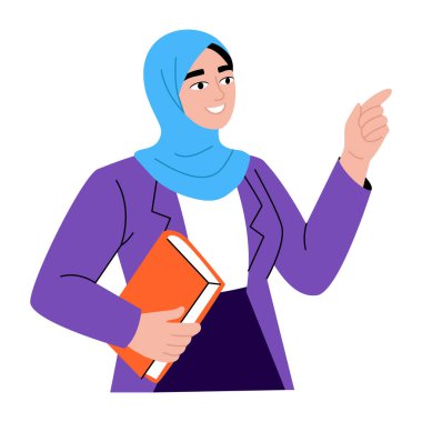 Bir öğretmenin ders verdiğini gösteren düz bir çizim