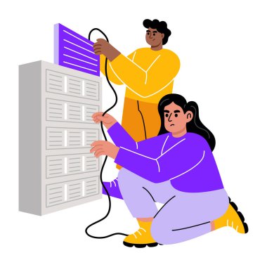 Sunucu bakımını yapan kişiyi gösteren düz bir resim