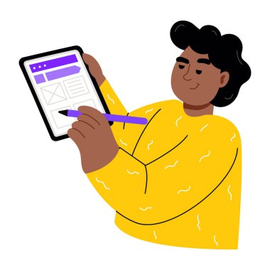 Bir uygulama tasarımcısını gösteren düz bir çizim