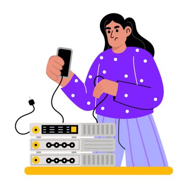 Ethernet kontrolörünü gösteren düz bir biçim illüstrasyonu