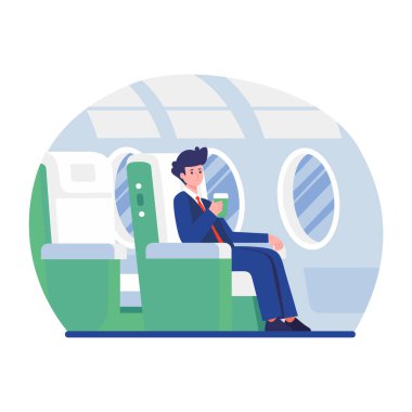 Bir kişiyi serinlerken gösteren düz bir çizim