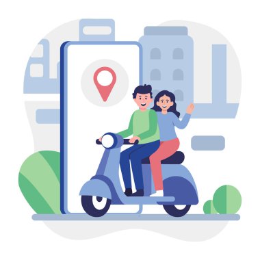 Bisiklet sürüşünü gösteren düz bir illüstrasyon