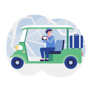 Bir turisti gösteren düz bir çizim