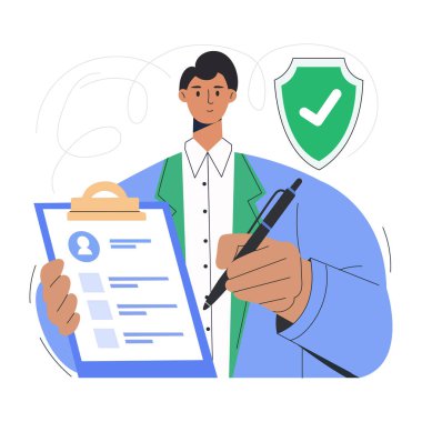 Sigorta belgesini gösteren düz bir illüstrasyon