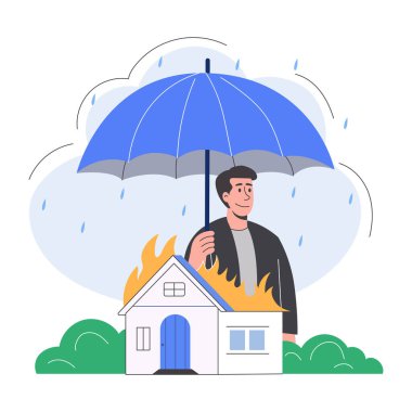 Yangın sigortasını temsil eden düz bir illüstrasyon