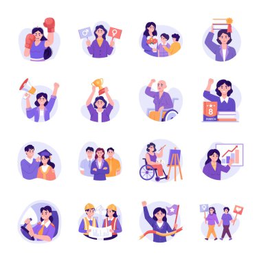 İş adamları ve iş vektör simgeleri. İnsanlar ve iş. düz çizgi film çizimi.