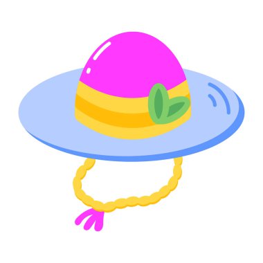 Güneş şapkası tasvir eden yassı bir simge