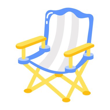 Kamp sandalyesi tasvir eden yassı bir simge