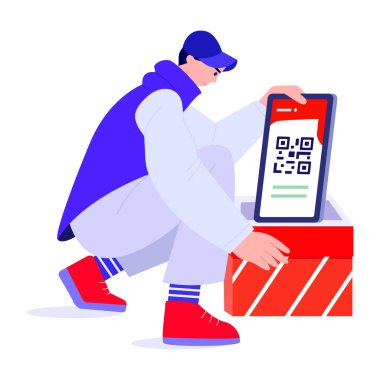 qr taramasını betimleyen düz bir biçim çizimi