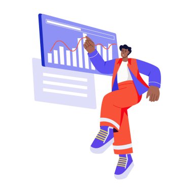 Veri analistini gösteren düz bir biçim illüstrasyonu