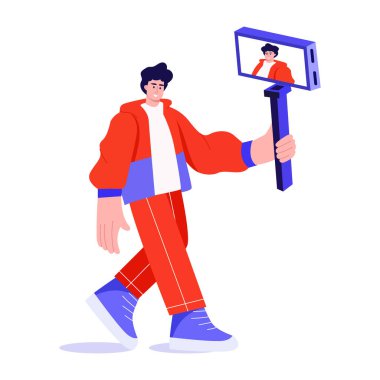 Vlog kaydediciyi gösteren düz bir çizim