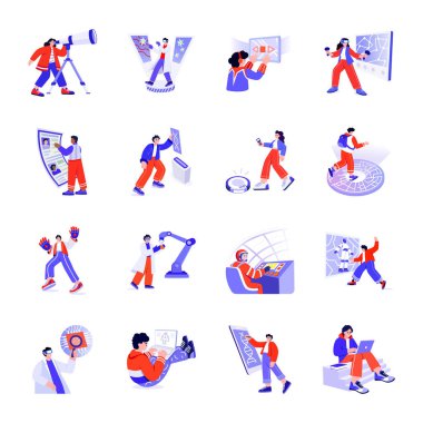 Fütürist Teknoloji Düz Stil Resimleri 